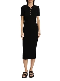 Core Polo Rib-Knit Midi-Dress