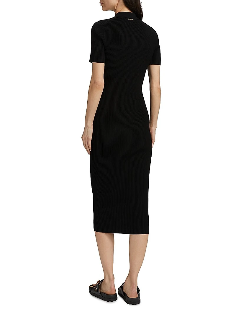 Core Polo Rib-Knit Midi-Dress
