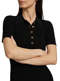 Core Polo Rib-Knit Midi-Dress