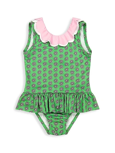 Baby Girl's & Little Girl's Flower Print One-Piece Swimsuit