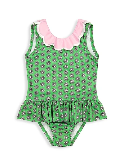 Baby Girl's & Little Girl's Flower Print One-Piece Swimsuit