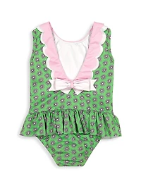 Baby Girl's & Little Girl's Flower Print One-Piece Swimsuit