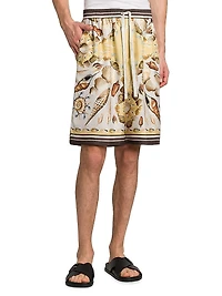 Seashell Print Silk Shorts