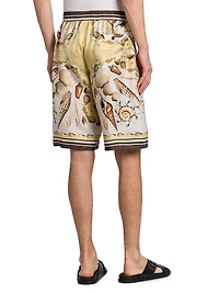 Seashell Print Silk Shorts