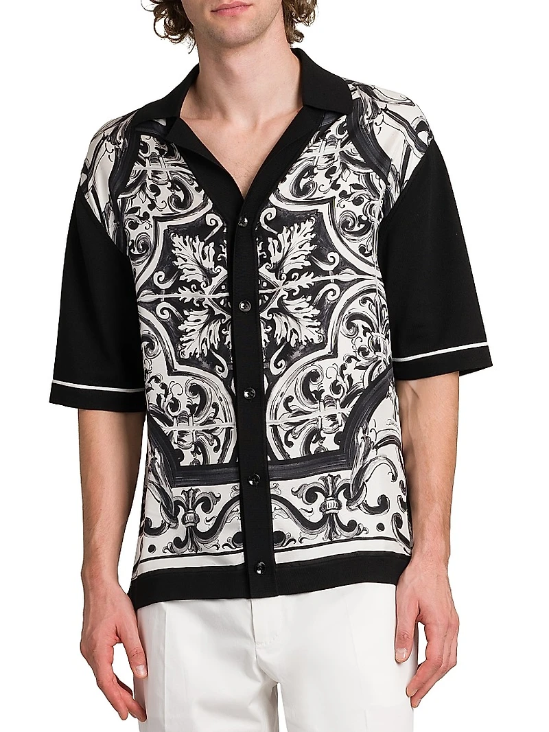 Stretch Silk-Cotton Camp Shirt