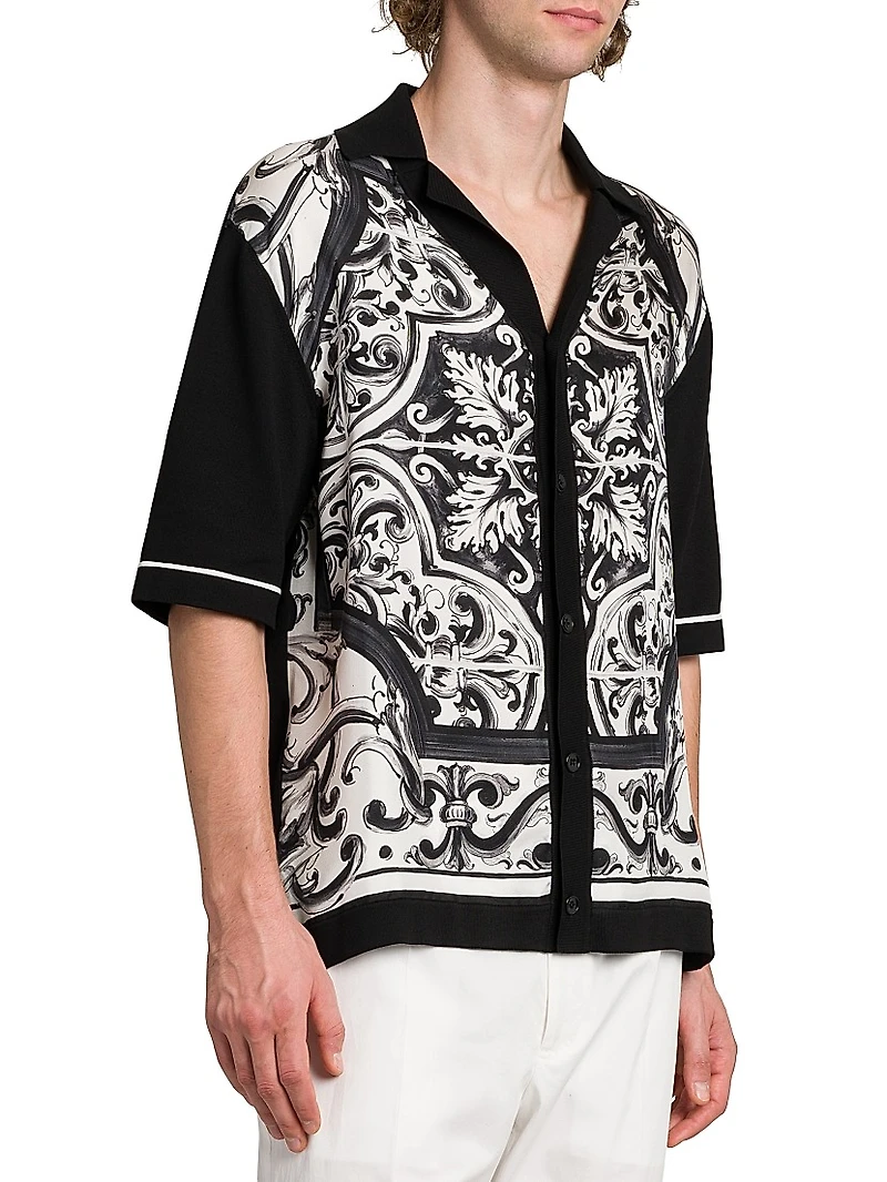 Stretch Silk-Cotton Camp Shirt