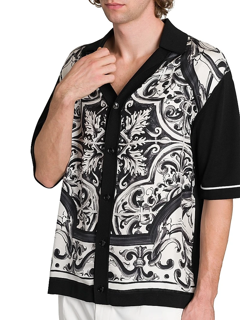 Stretch Silk-Cotton Camp Shirt