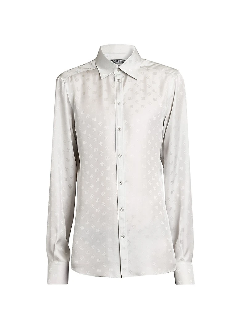 Logo Jacquard Silk Shirt