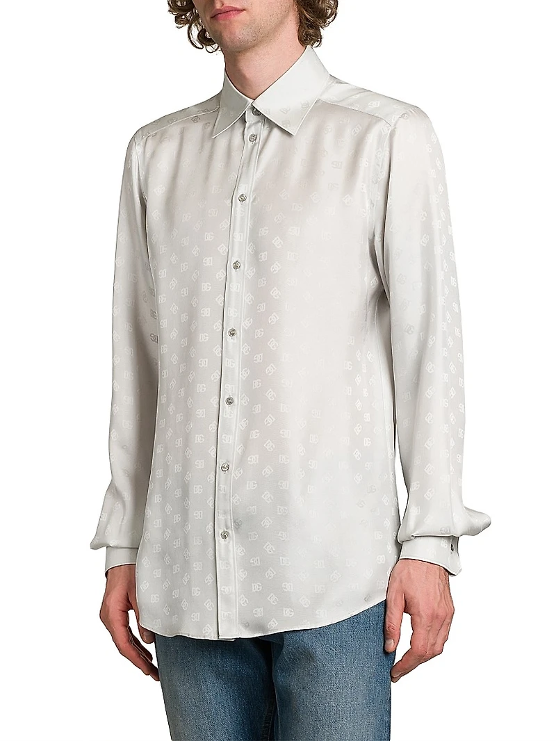 Logo Jacquard Silk Shirt