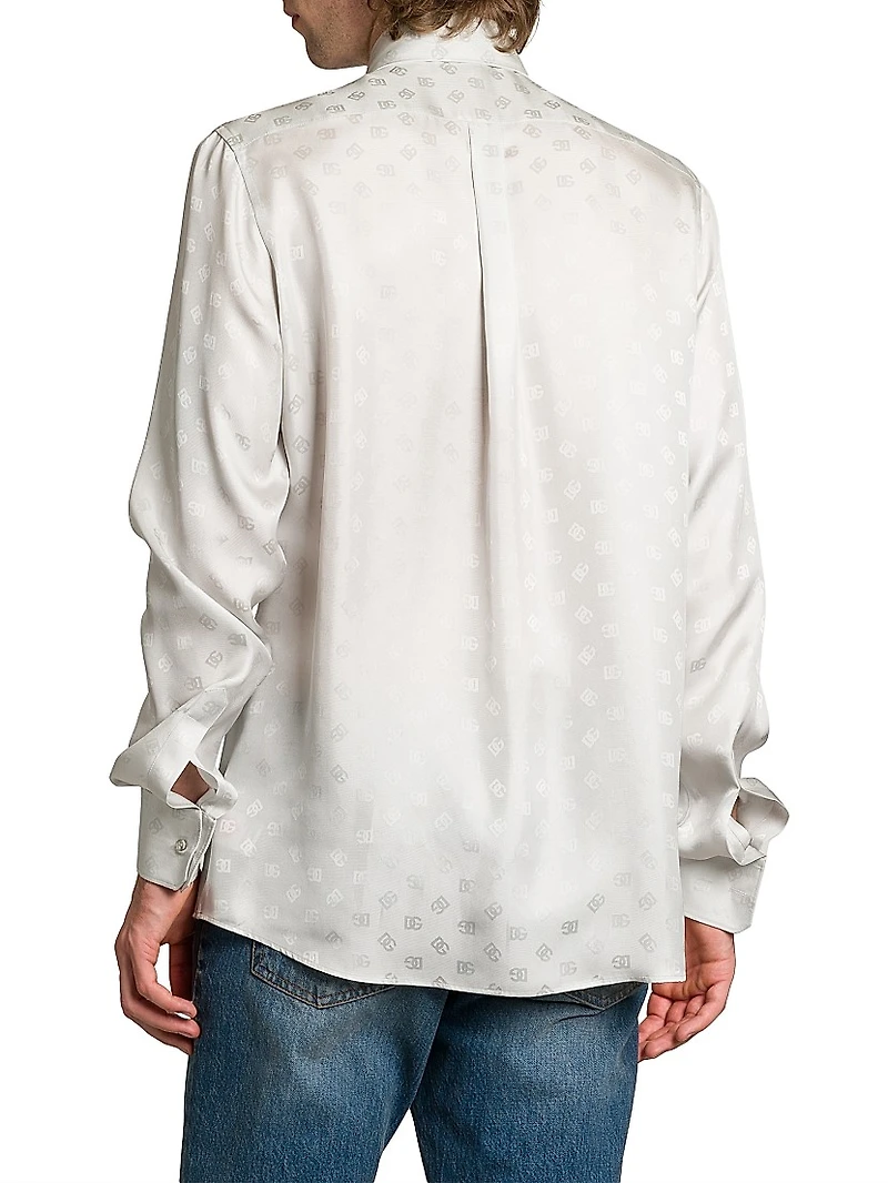 Logo Jacquard Silk Shirt