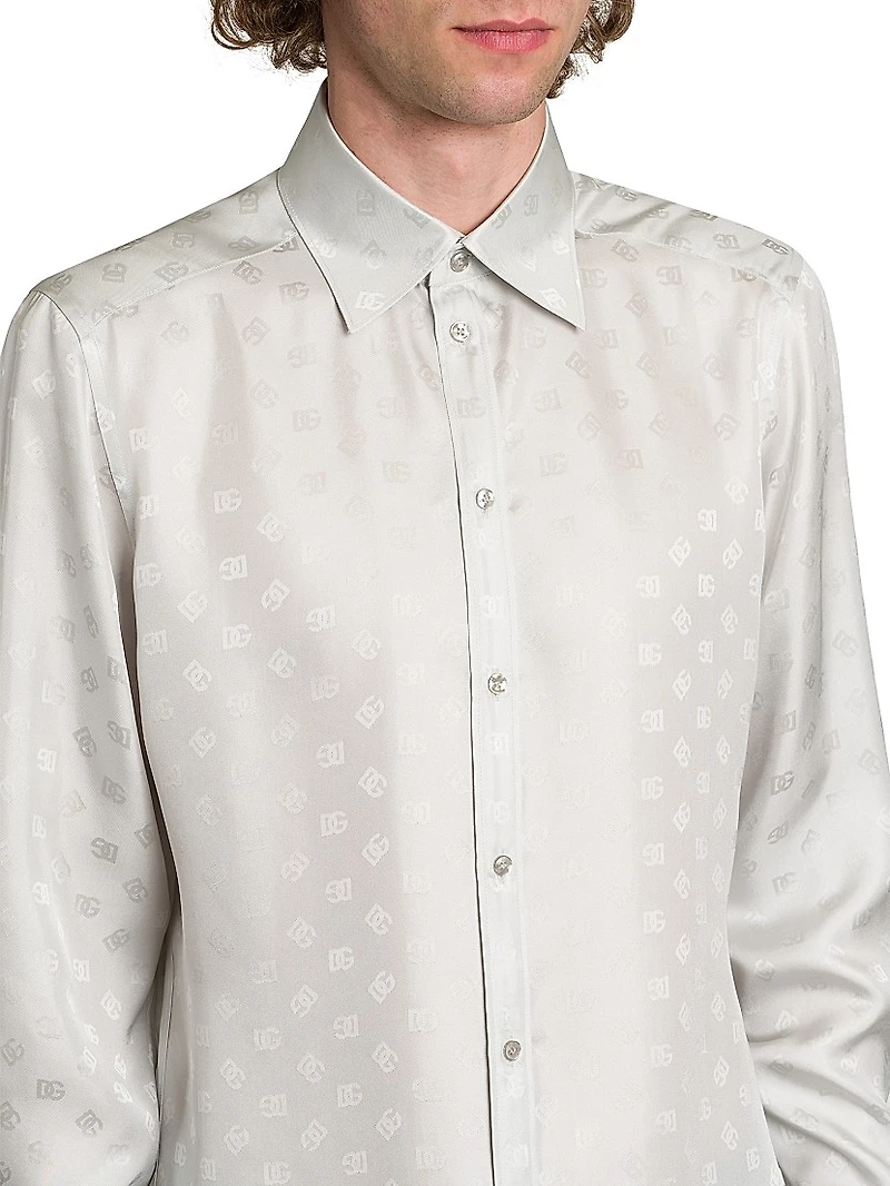 Logo Jacquard Silk Shirt
