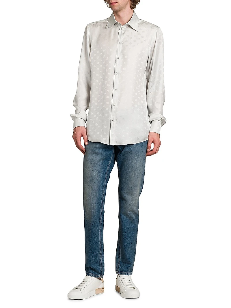 Logo Jacquard Silk Shirt
