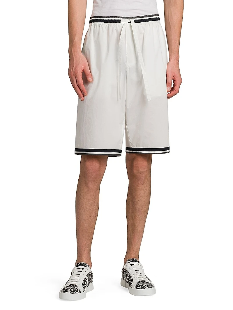 Drawstring Cotton Poplin Shorts