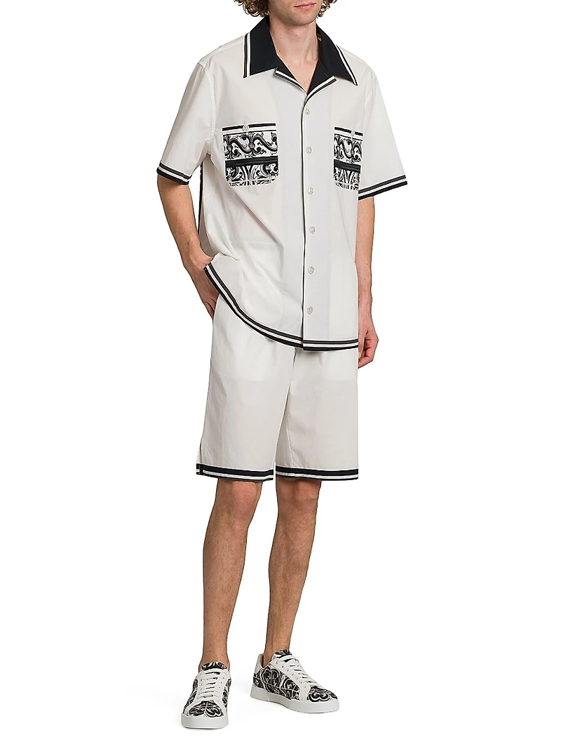 Drawstring Cotton Poplin Shorts