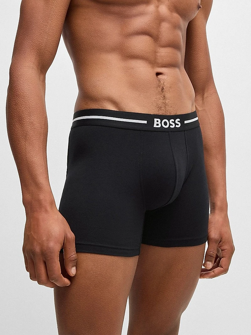 Three-Pack of Stretch-Cotton Boxer Briefs with Logo