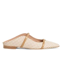 Maureen Gingham Cotton Flat Mules