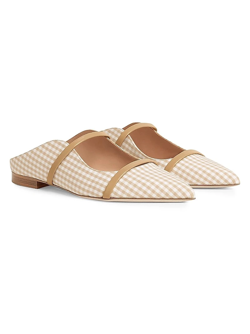 Maureen Gingham Cotton Flat Mules