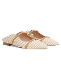 Maureen Gingham Cotton Flat Mules