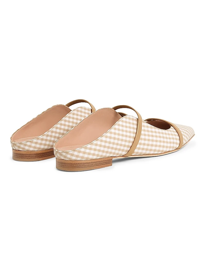 Maureen Gingham Cotton Flat Mules