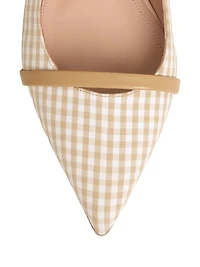 Maureen Gingham Cotton Flat Mules