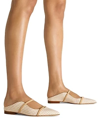 Maureen Gingham Cotton Flat Mules