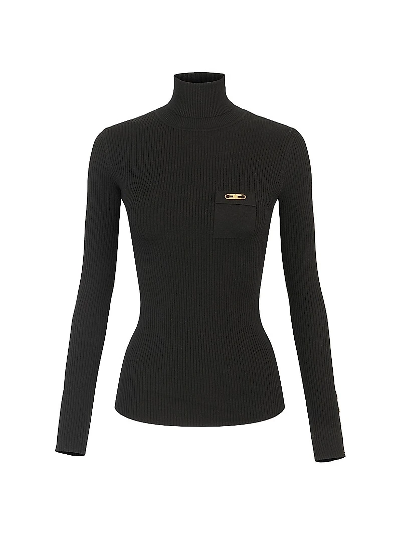 Rib-Knit Turtleneck Top