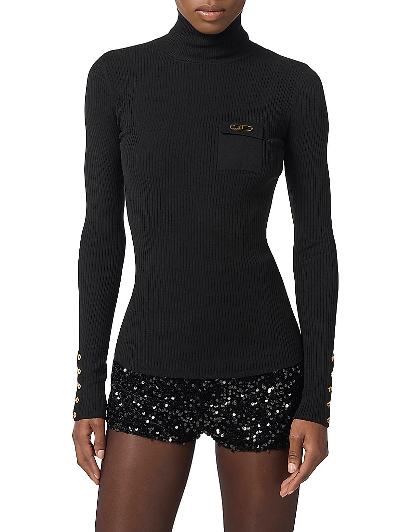 Rib-Knit Turtleneck Top