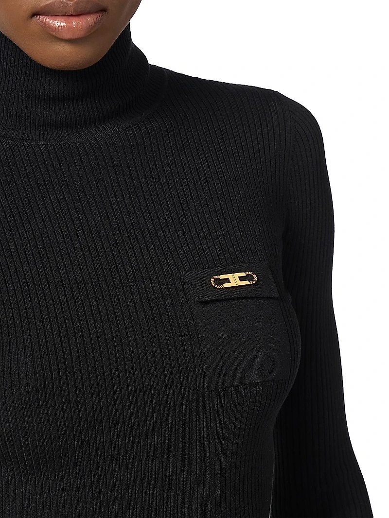 Rib-Knit Turtleneck Top