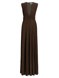 Pleated Jersey Cut-Out Gown