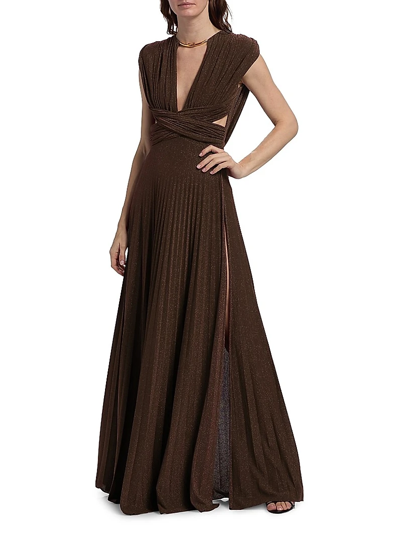 Pleated Jersey Cut-Out Gown
