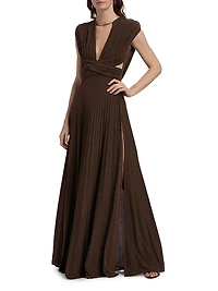 Pleated Jersey Cut-Out Gown