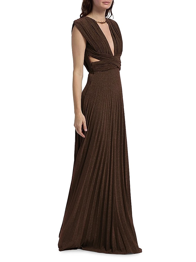 Pleated Jersey Cut-Out Gown
