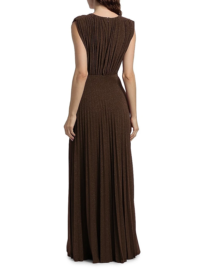 Pleated Jersey Cut-Out Gown