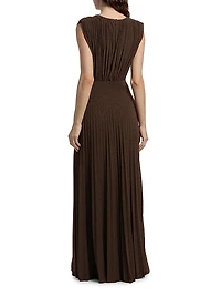 Pleated Jersey Cut-Out Gown