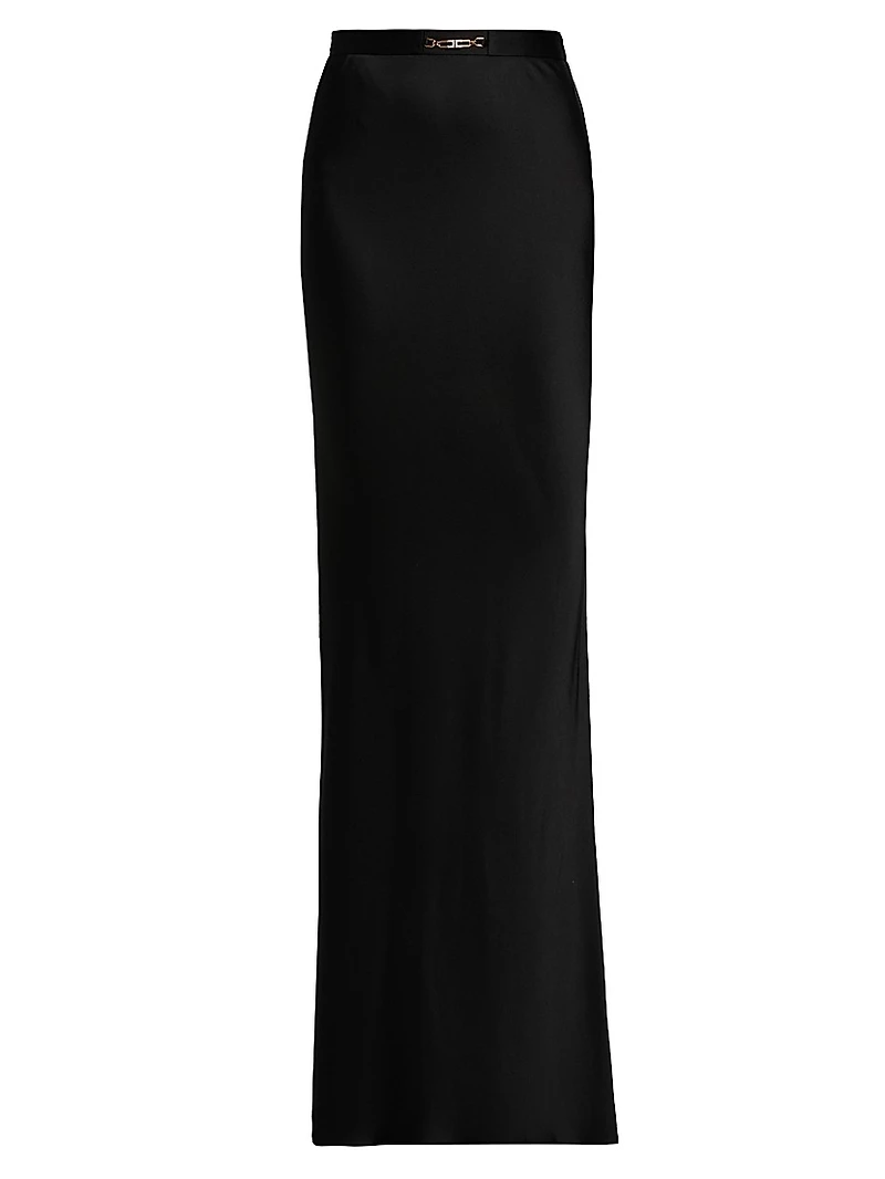 Jewel-Detailed Satin Crêpe Maxi Skirt