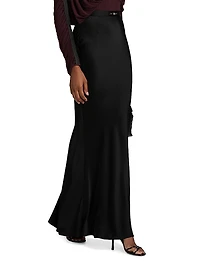 Jewel-Detailed Satin Crêpe Maxi Skirt