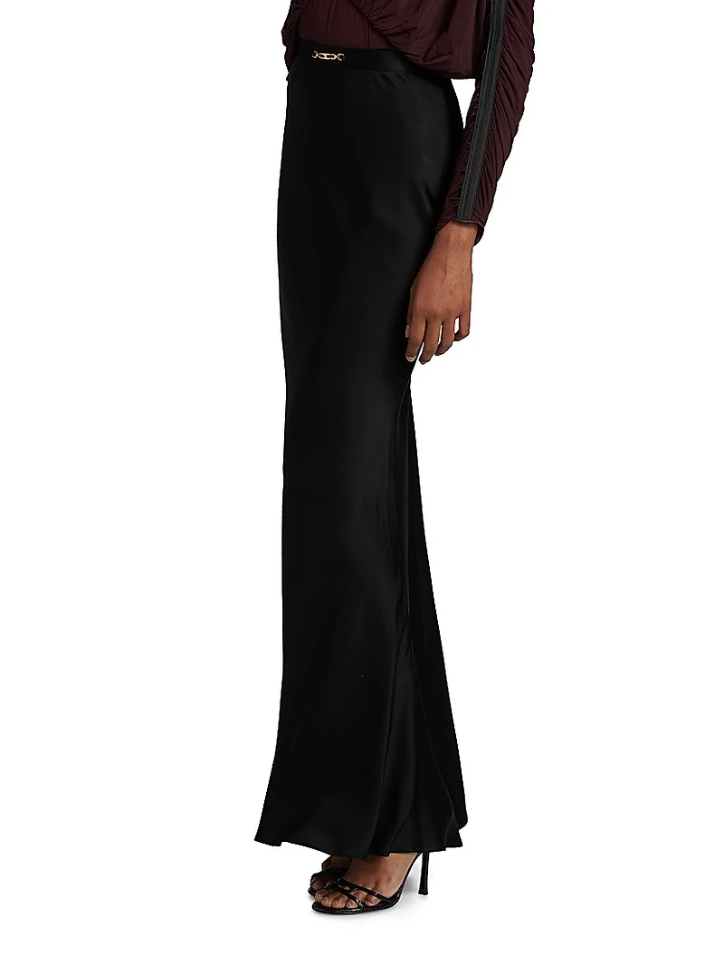 Jewel-Detailed Satin Crêpe Maxi Skirt