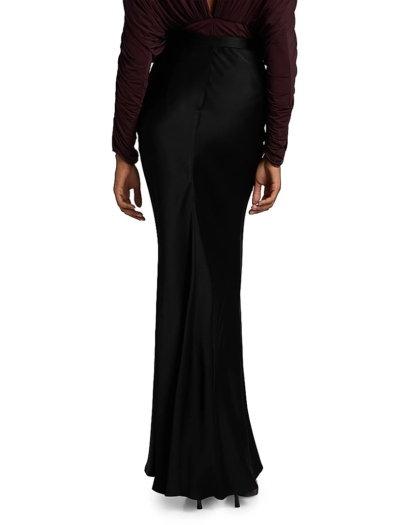 Jewel-Detailed Satin Crêpe Maxi Skirt