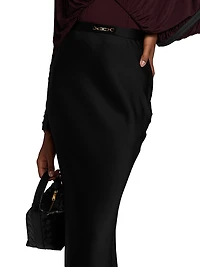 Jewel-Detailed Satin Crêpe Maxi Skirt