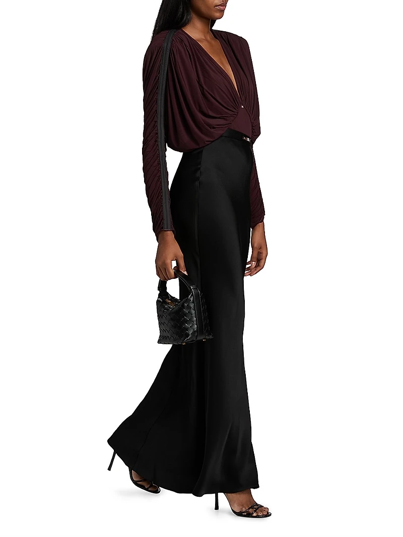 Jewel-Detailed Satin Crêpe Maxi Skirt