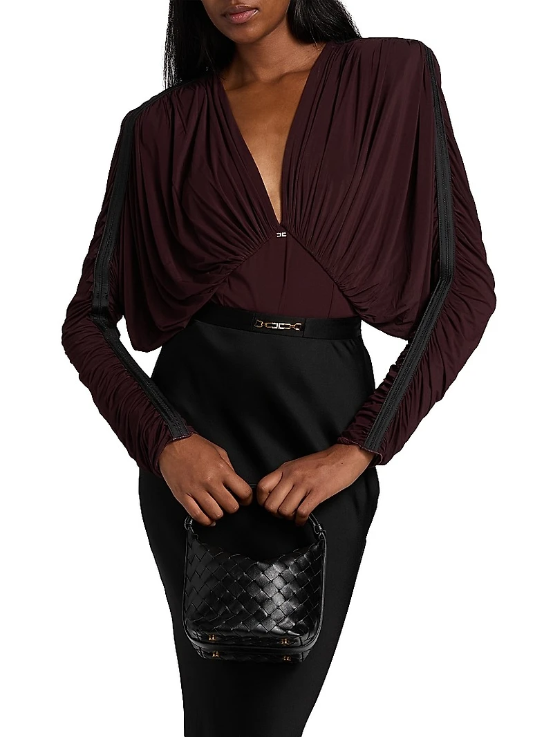 Draped Stretch Jersey Bodysuit