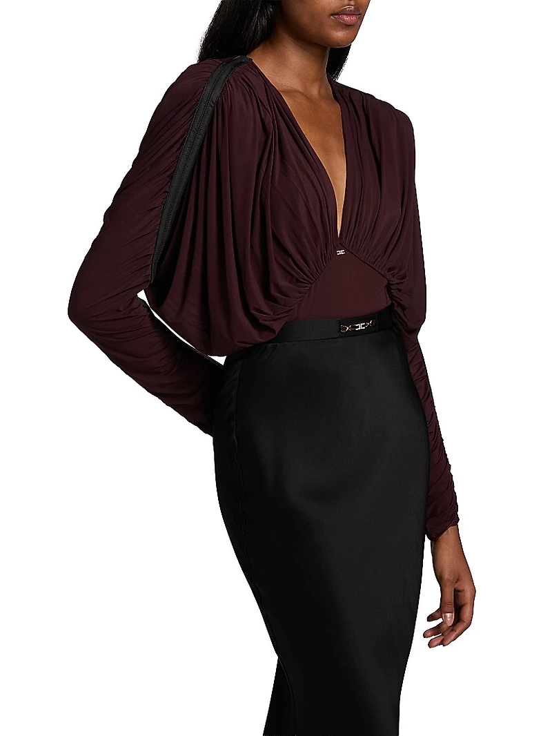 Draped Stretch Jersey Bodysuit
