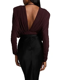 Draped Stretch Jersey Bodysuit