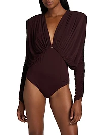 Draped Stretch Jersey Bodysuit