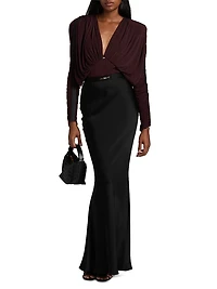 Draped Stretch Jersey Bodysuit