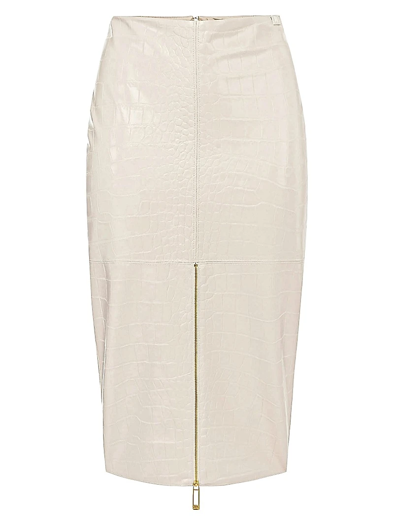 Crocodile Print Textured Skirt