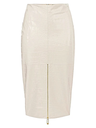 Crocodile Print Textured Skirt