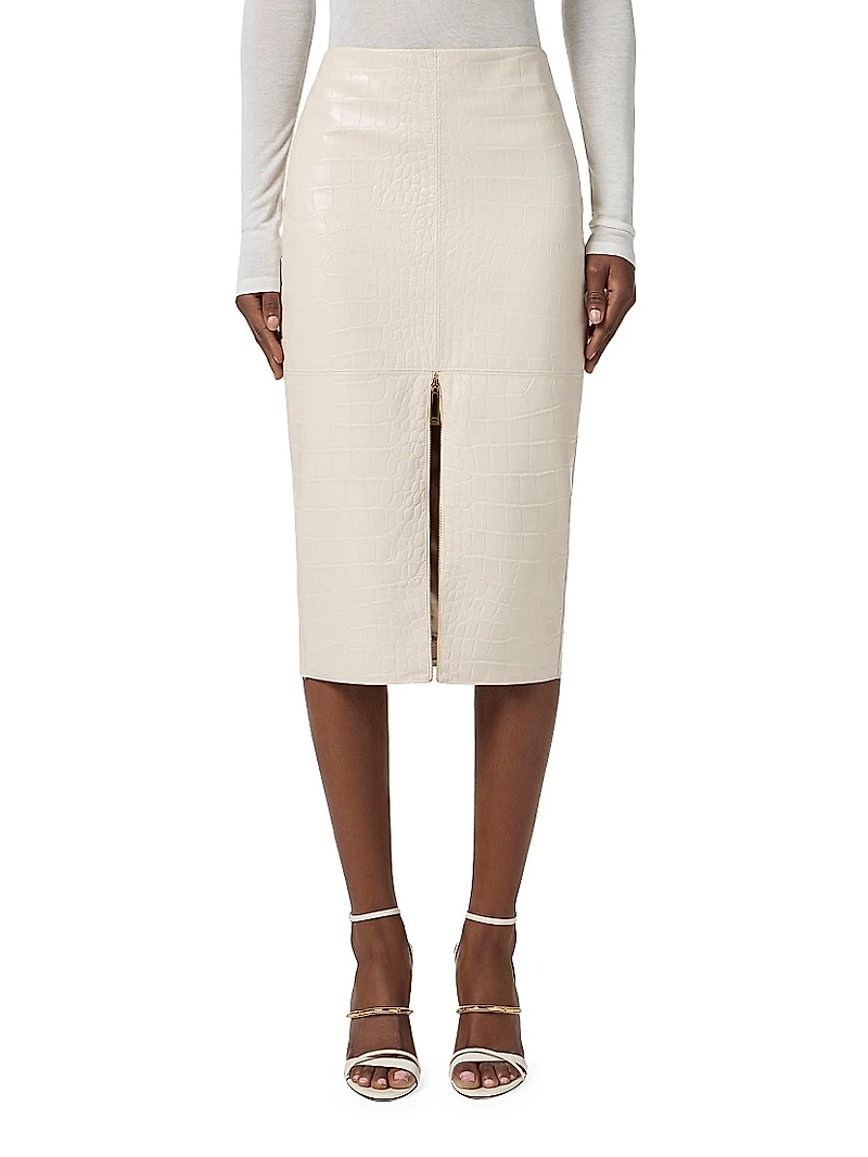 Crocodile Print Textured Skirt