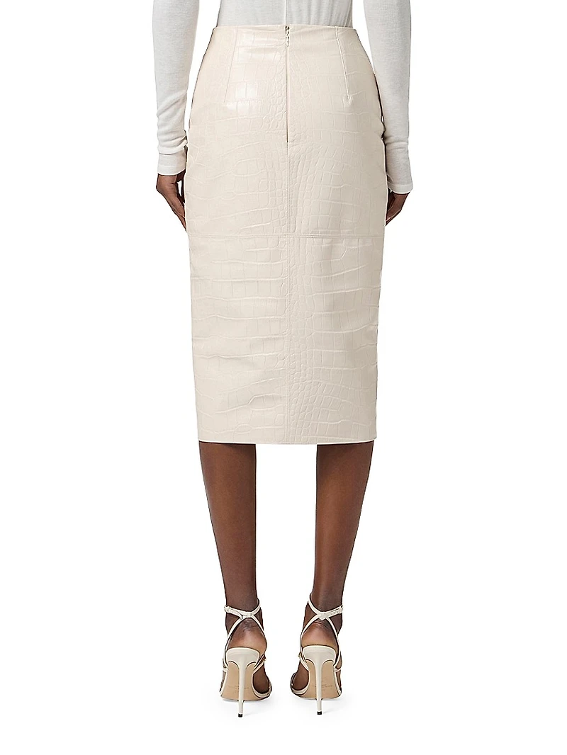 Crocodile Print Textured Skirt