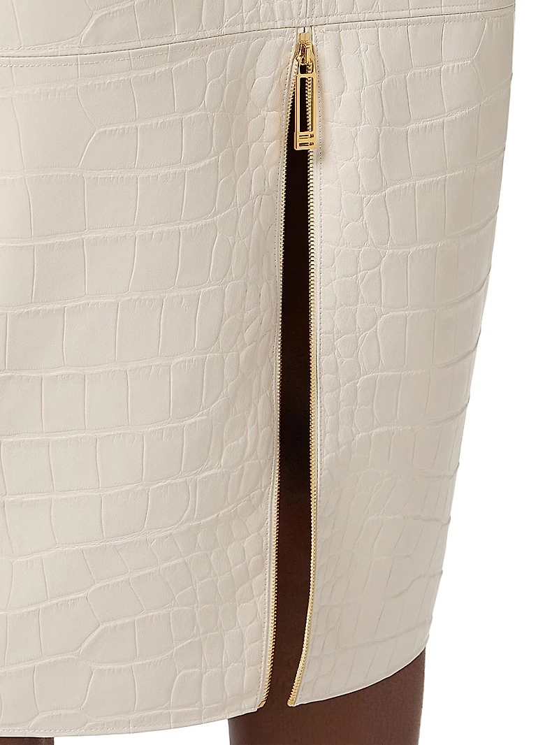 Crocodile Print Textured Skirt